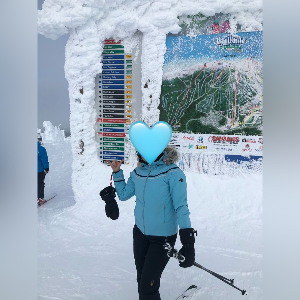 Descente Women's Sky Blue Ski Jacket with Fur Hood
